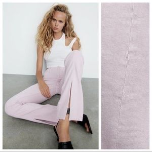 NWT Zara high rise slim flared jeans in lilac/light pink